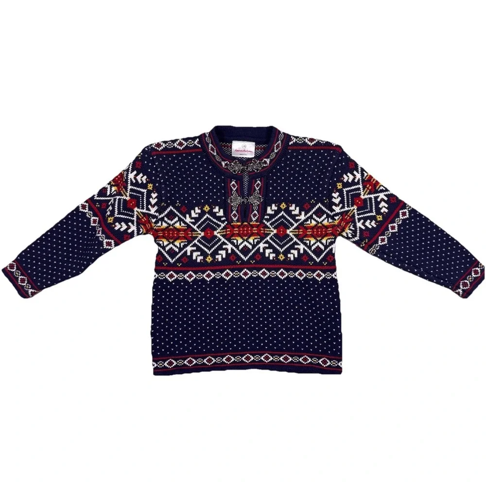 Hanna Andersson Kids Nordic Fair Isle Metal Clasps‎ Sweater Cotton US Sz 4